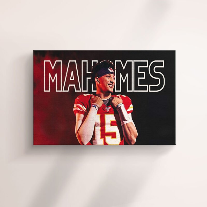 American Football Mahomes Red Poster Canvas Wall Art - Image 2