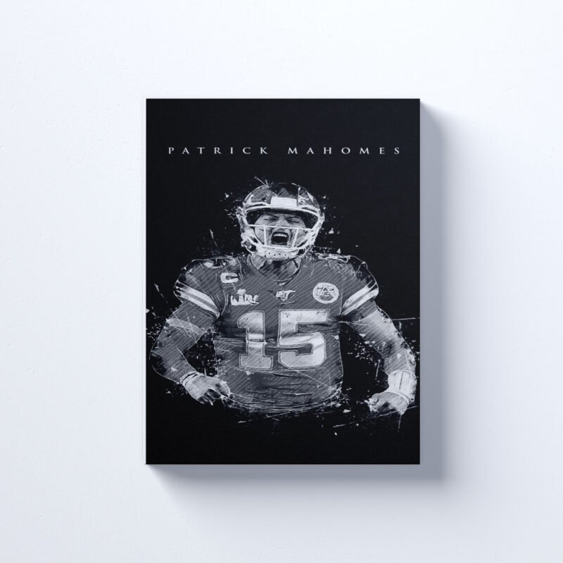 American Football NFL Player Black and White Poster Canvas Wall Art - Image 2