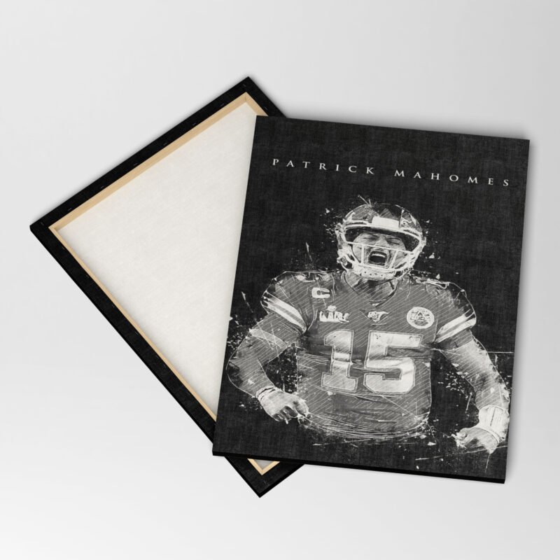 American Football NFL Player Black and White Poster Canvas Wall Art - Image 3