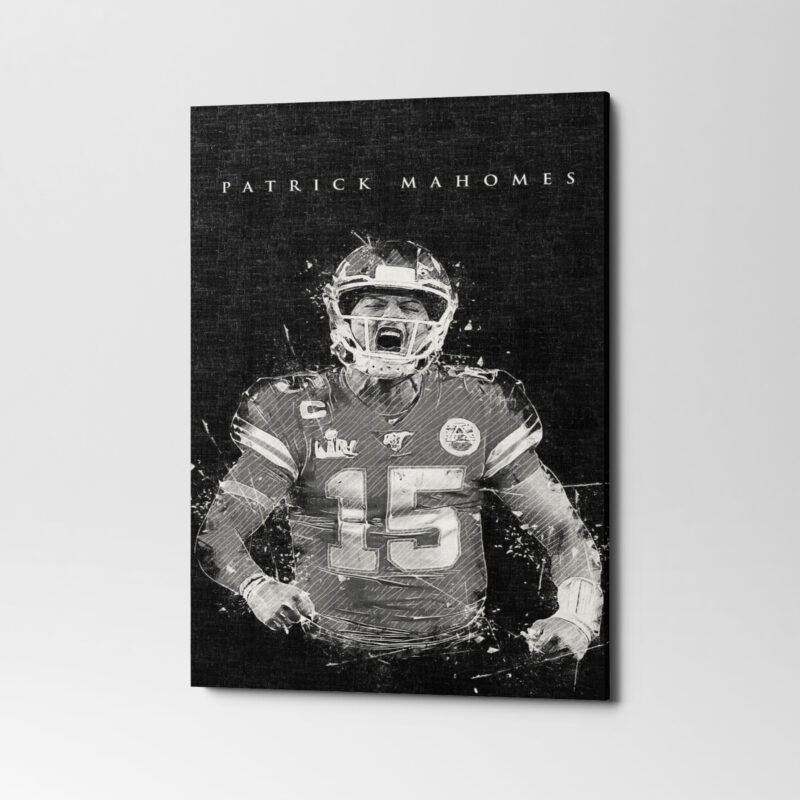 American Football NFL Player Black and White Poster Canvas Wall Art - Image 4