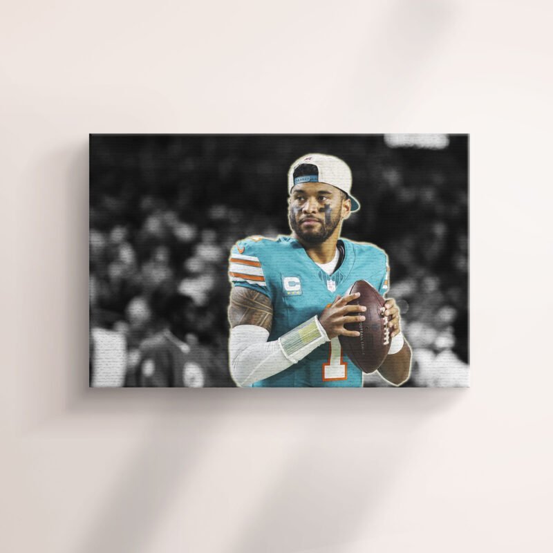 Miami's Tua Tagovailoa Hits Canvas Wall Art - Image 3