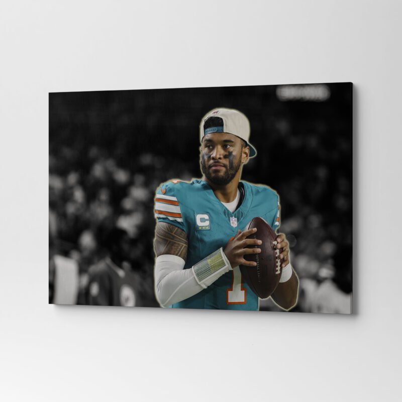 Miami's Tua Tagovailoa Hits Canvas Wall Art - Image 4