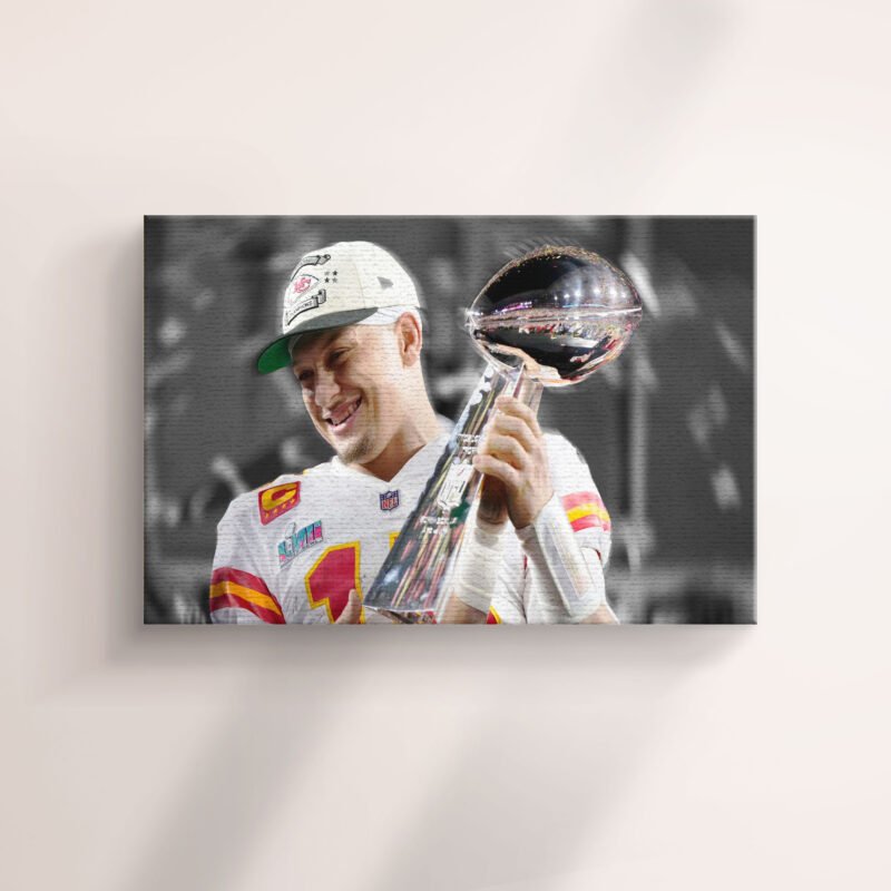 American Football Winner Patrick Mahomes MVP Of Match Canvas Wall Art - Image 2